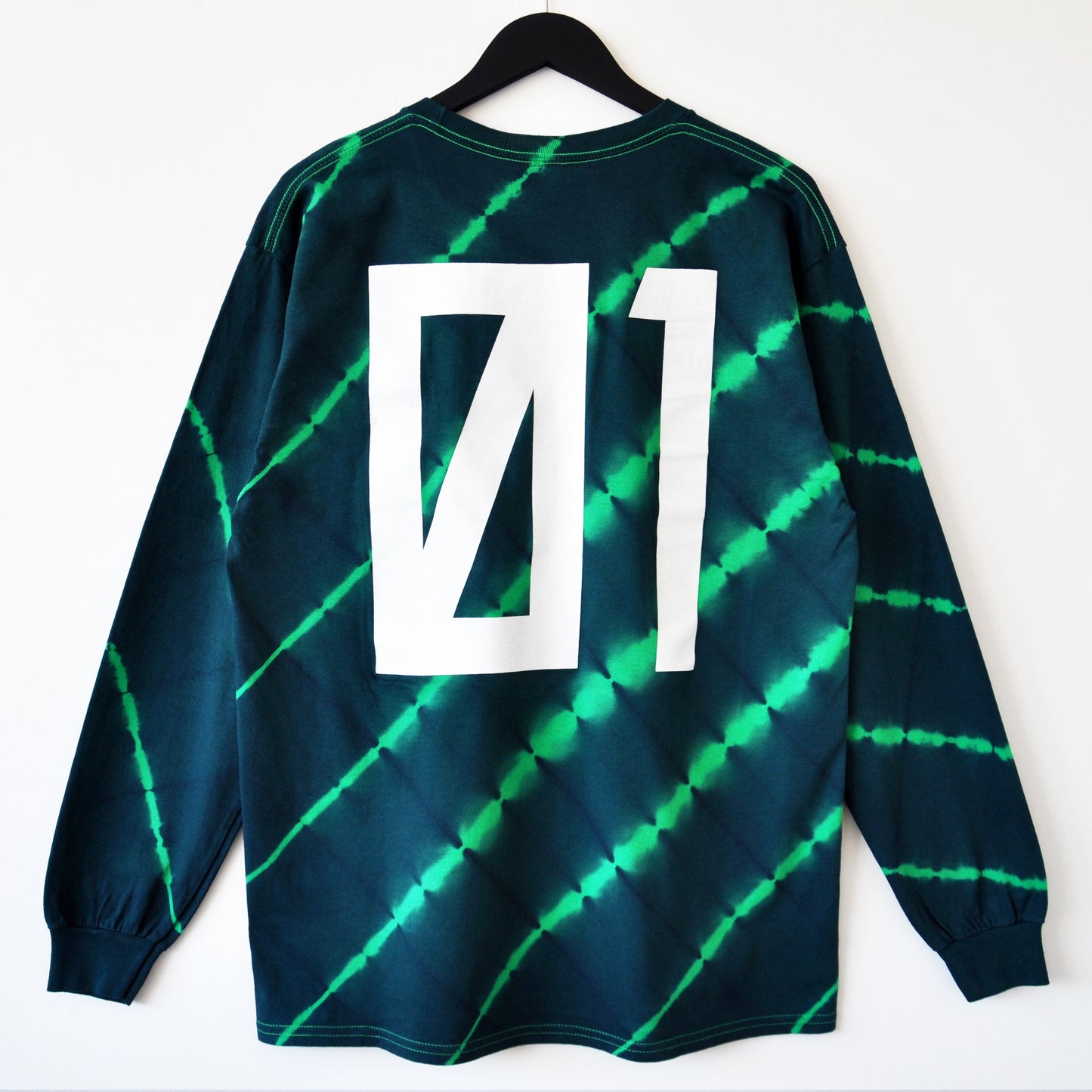 Green Stripe Tie-Dye Micro Logo 01 LS T-Shirt