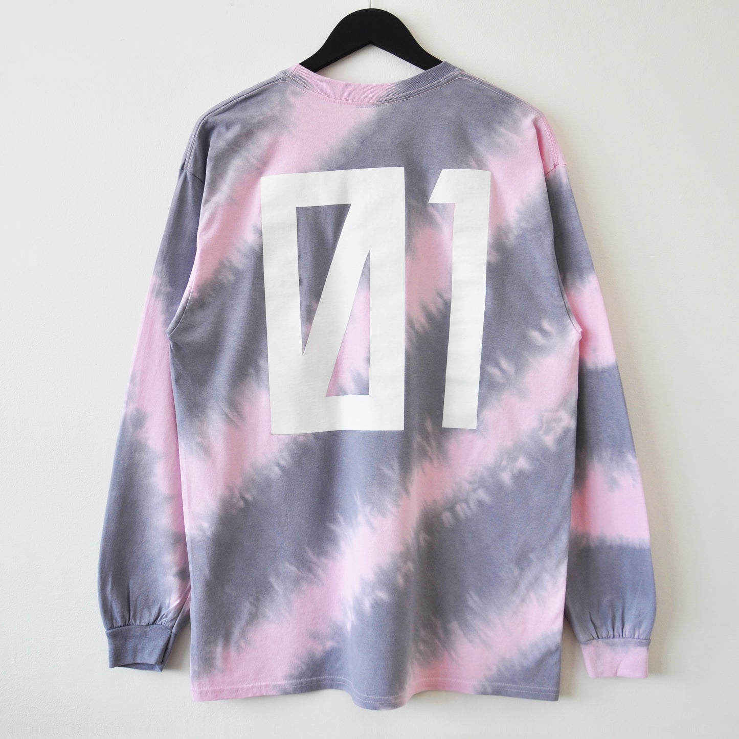 Pink & Grey Stripe Tie-Dye Micro Logo 01 LS T-Shirt