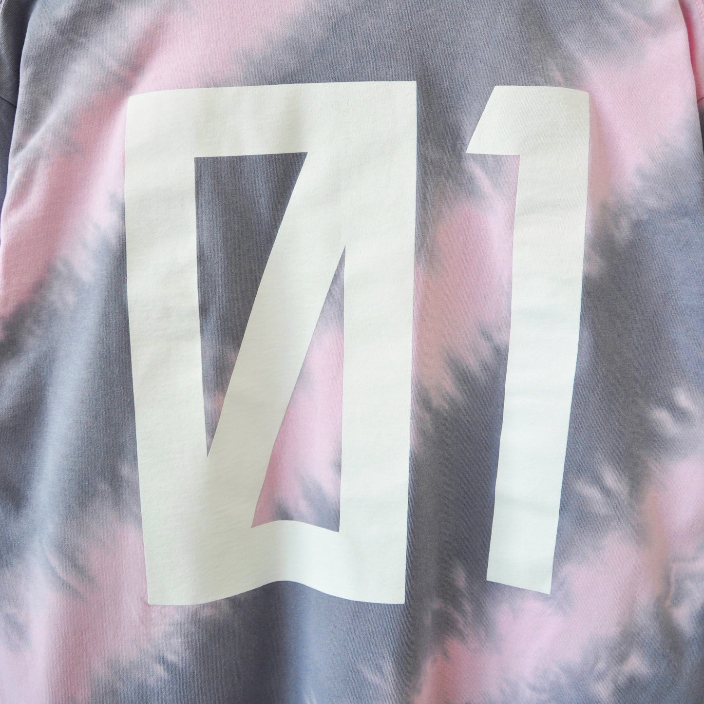 Pink & Grey Stripe Tie-Dye Micro Logo 01 LS T-Shirt