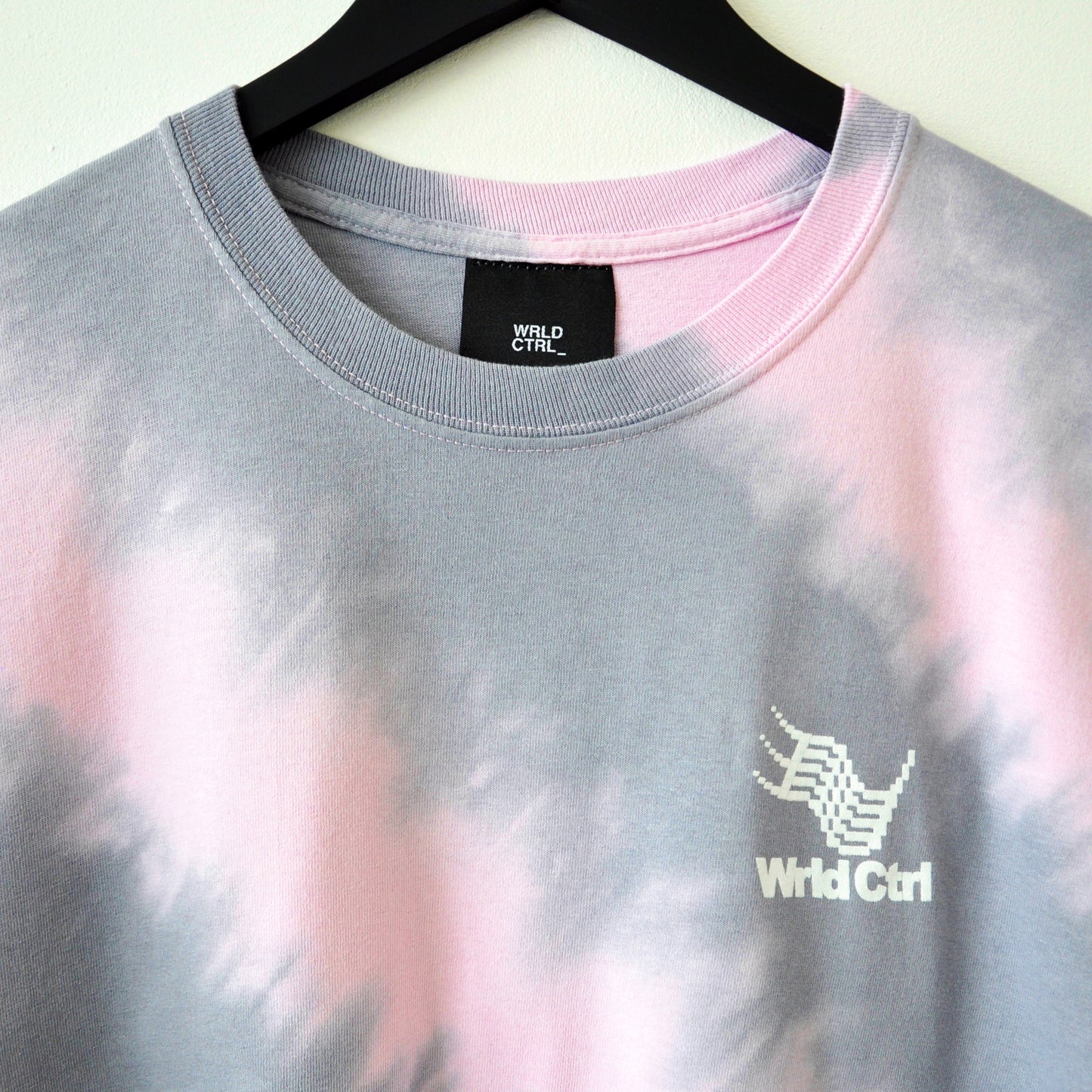 Pink & Grey Stripe Tie-Dye Micro Logo 01 LS T-Shirt