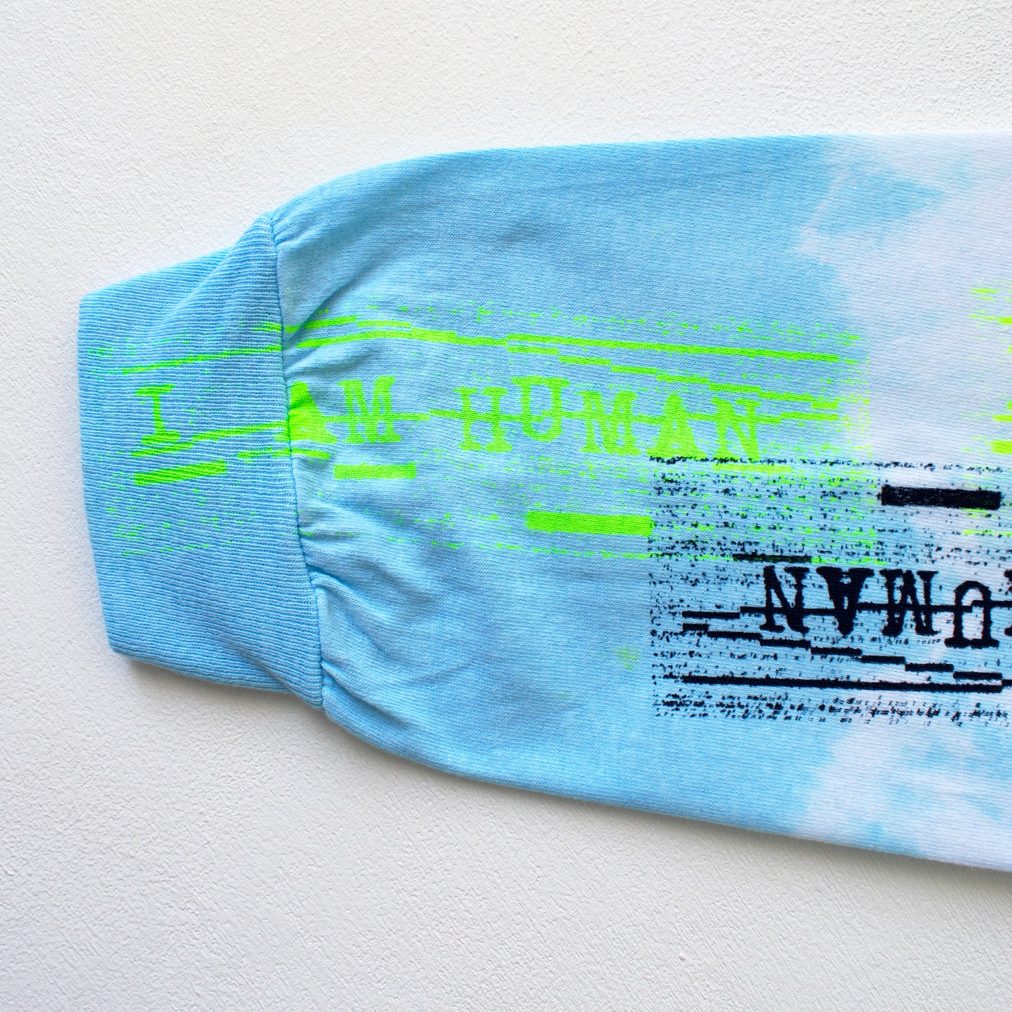 I Am Human Graphic Print Blue Tie-Dye LS T-Shirt