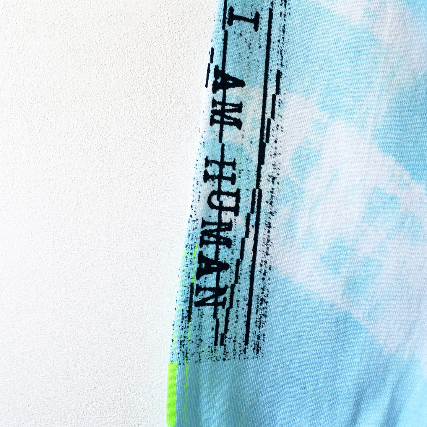 I Am Human Graphic Print Blue Tie-Dye LS T-Shirt