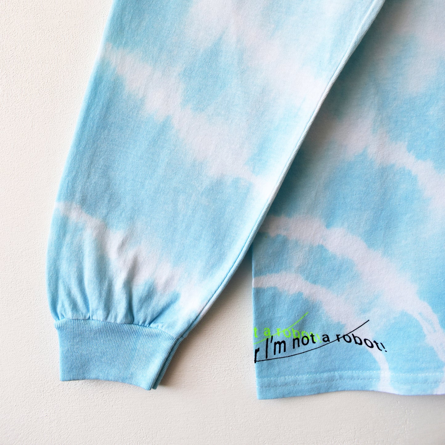 I Am Human Graphic Print Blue Tie-Dye LS T-Shirt
