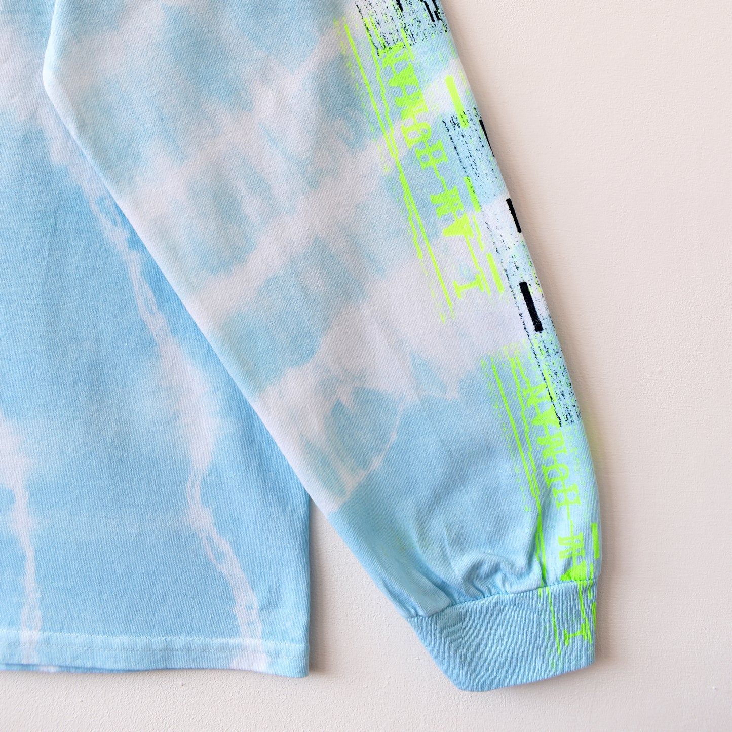 I Am Human Graphic Print Blue Tie-Dye LS T-Shirt