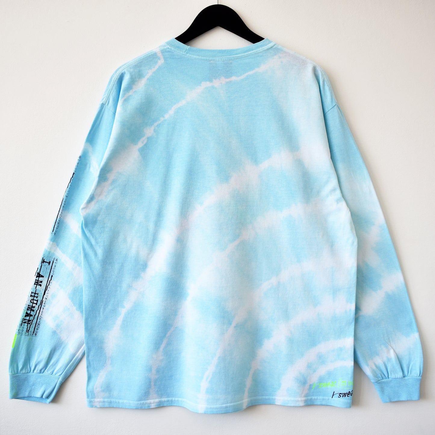 I Am Human Graphic Print Blue Tie-Dye LS T-Shirt
