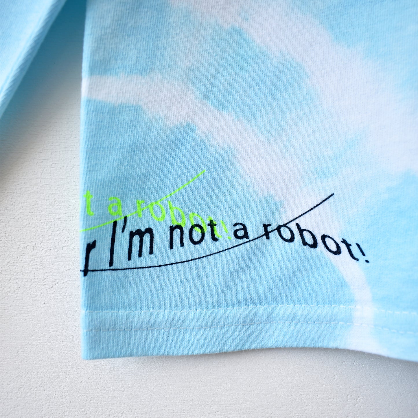 I Am Human Graphic Print Blue Tie-Dye LS T-Shirt