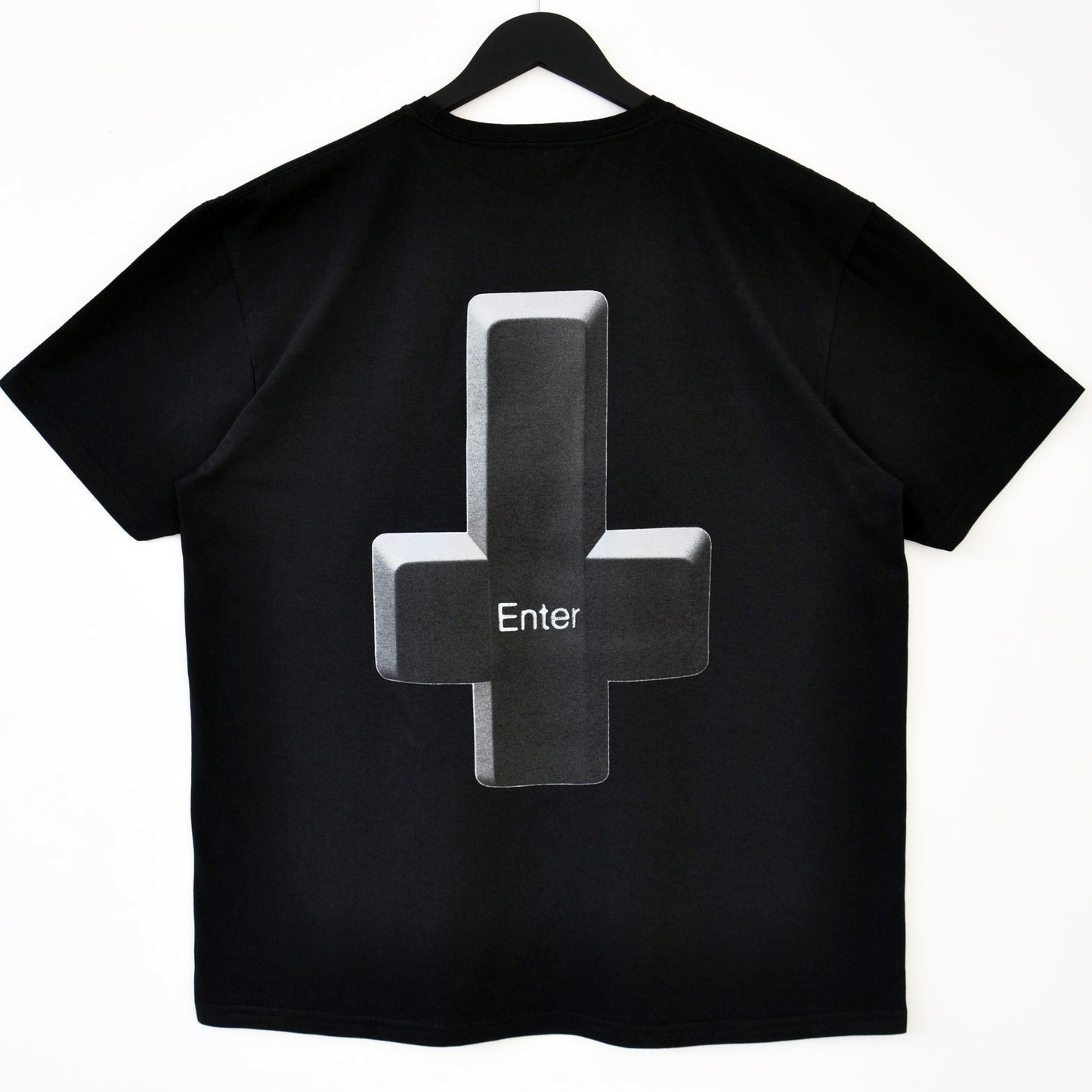 Micro Logo Enter Back Print Jet Black T-Shirt