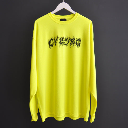 Cyborg Print fluoro Green LS T-Shirt