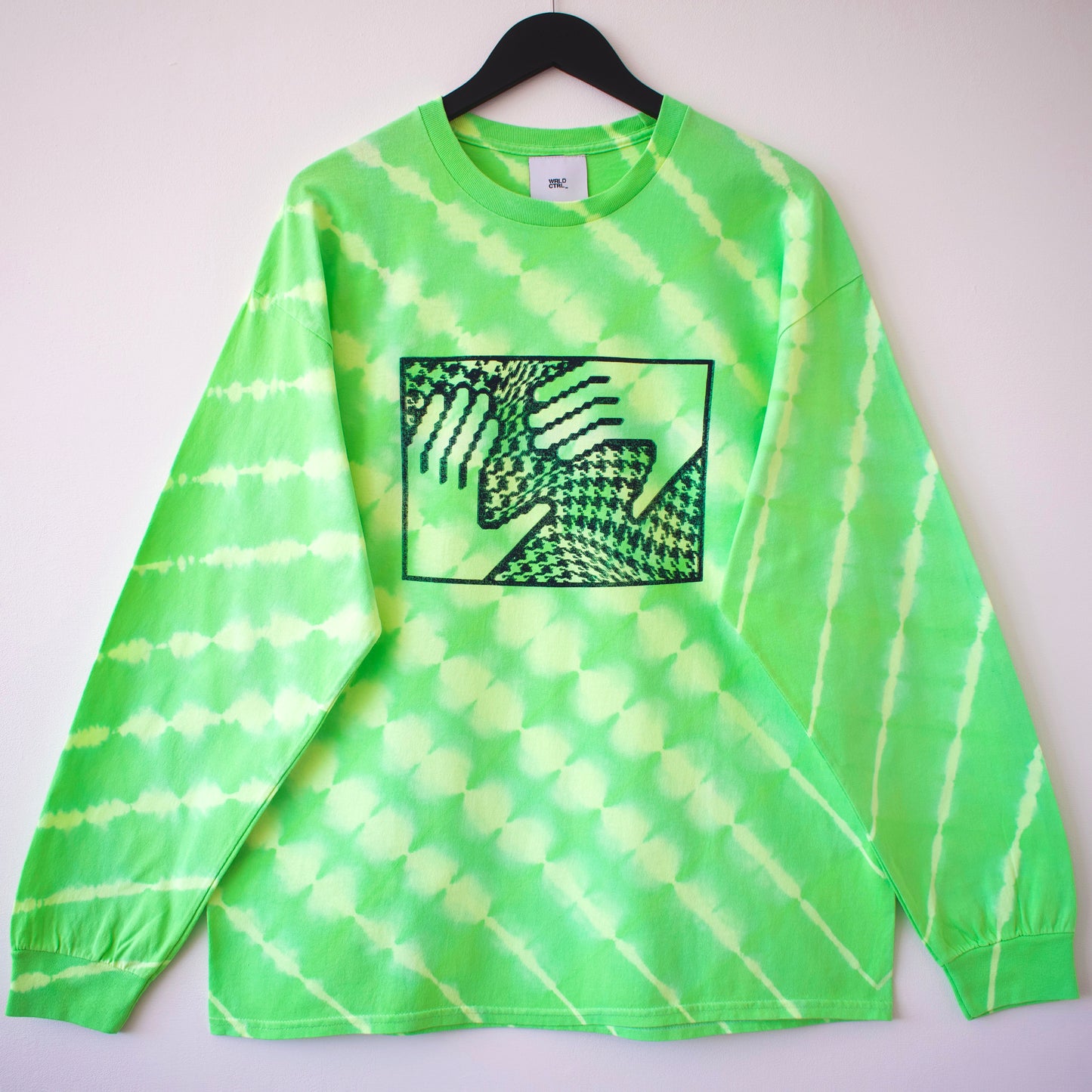 Hands Print Fluoro Green Tie-dye LS T-Shirt