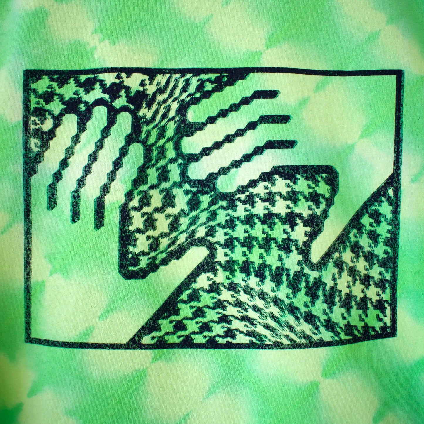 Hands Print Fluoro Green Tie-dye LS T-Shirt