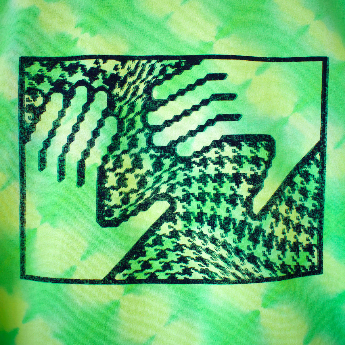 Hands Print Fluoro Green Tie-dye LS T-Shirt