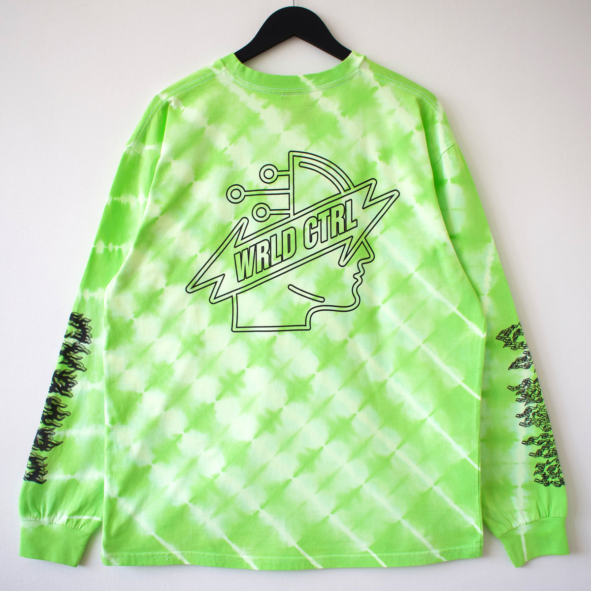 Wrld Ctrl Logo Cyborg Green Tie-dye LS T-Shirt