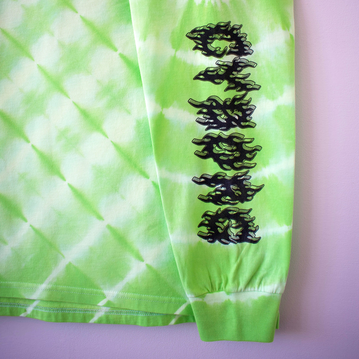 Wrld Ctrl Logo Cyborg Green Tie-dye LS T-Shirt