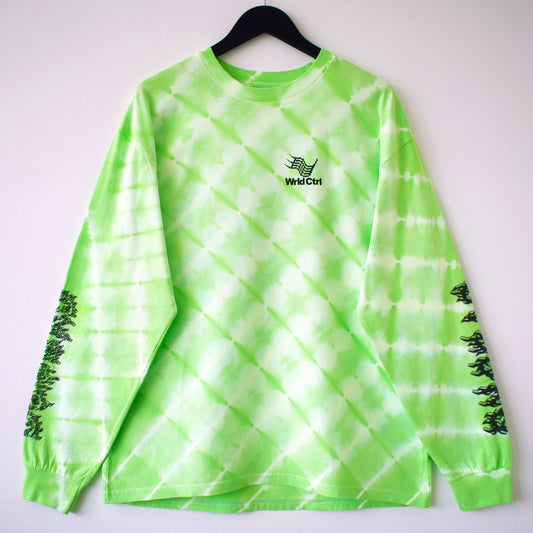 Wrld Ctrl Logo Cyborg Green Tie-dye LS T-Shirt