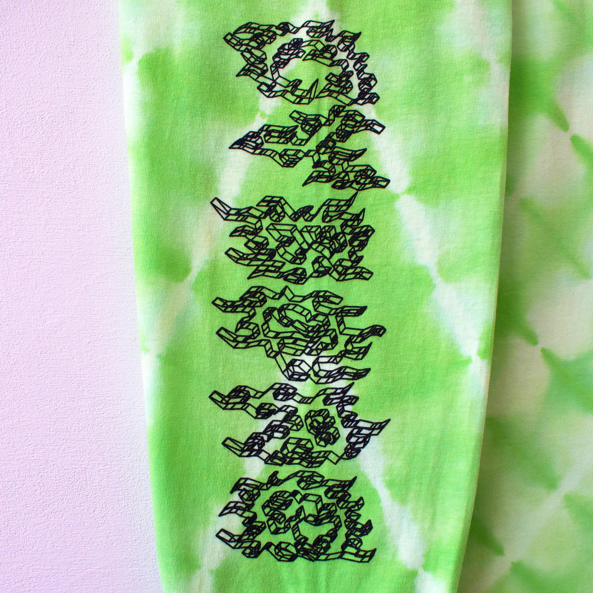 Wrld Ctrl Logo Cyborg Green Tie-dye LS T-Shirt