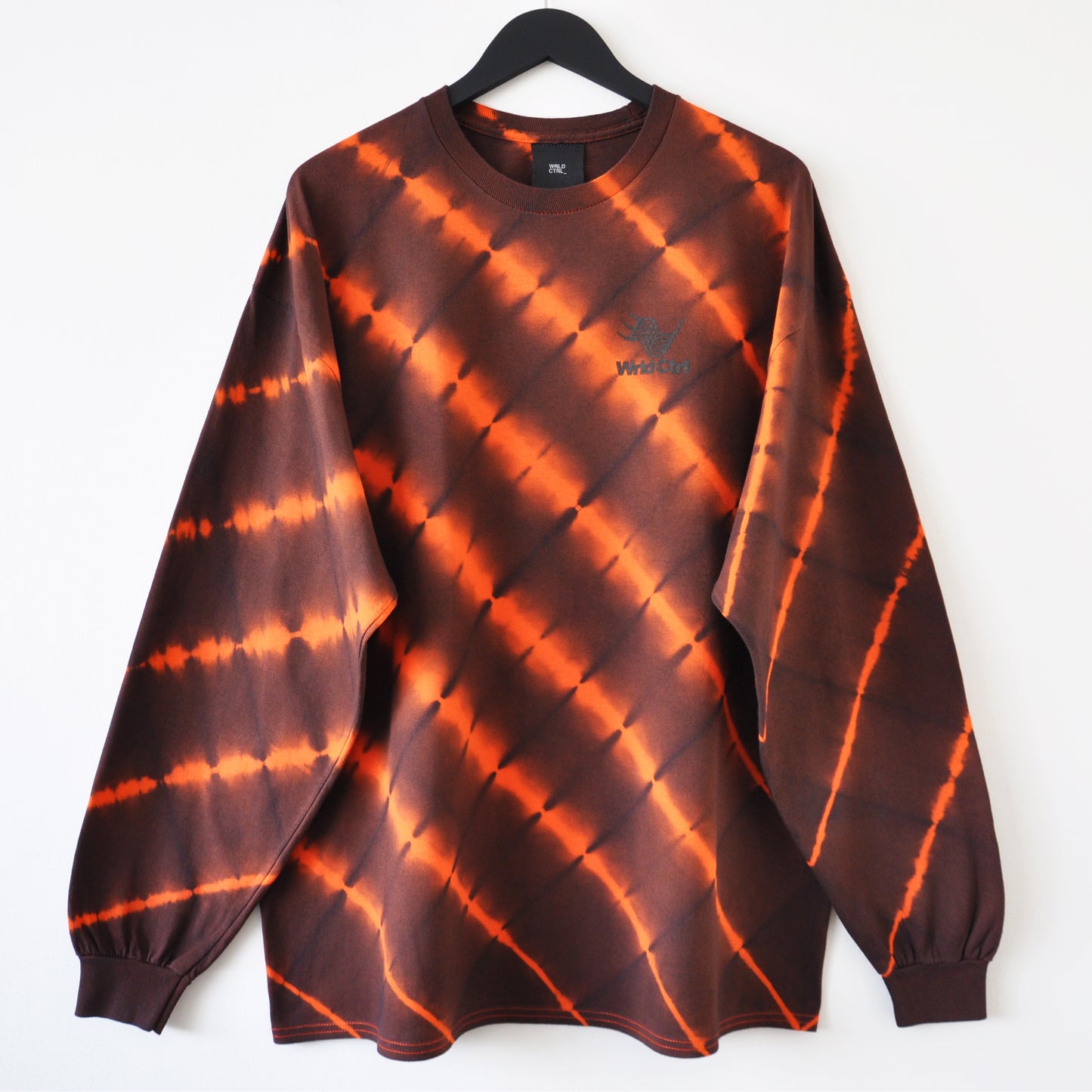 Orange Stripe Tie-Dye Micro Logo 01 LS T-Shirt