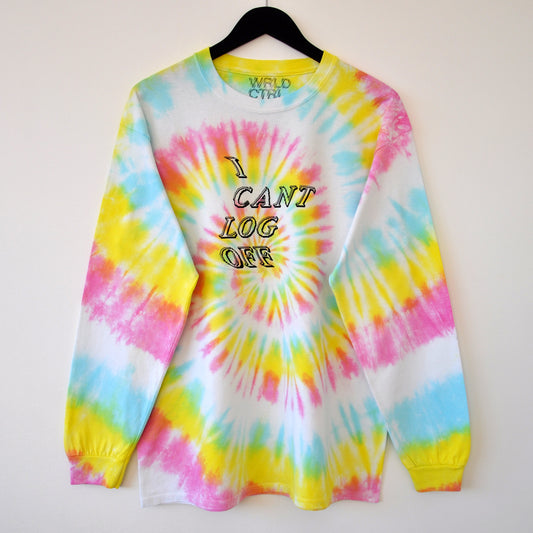 I Cant Log Off Spiral Tie-Dye LS T-Shirt